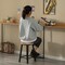 Wooden 17.5" High Black Round Bar Stool with Footrest for Indoor and Outdoor